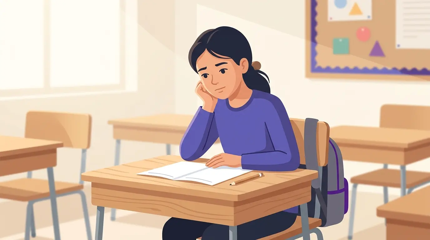 Studente che compila una scheda di autovalutazione in classe con il supporto del docente