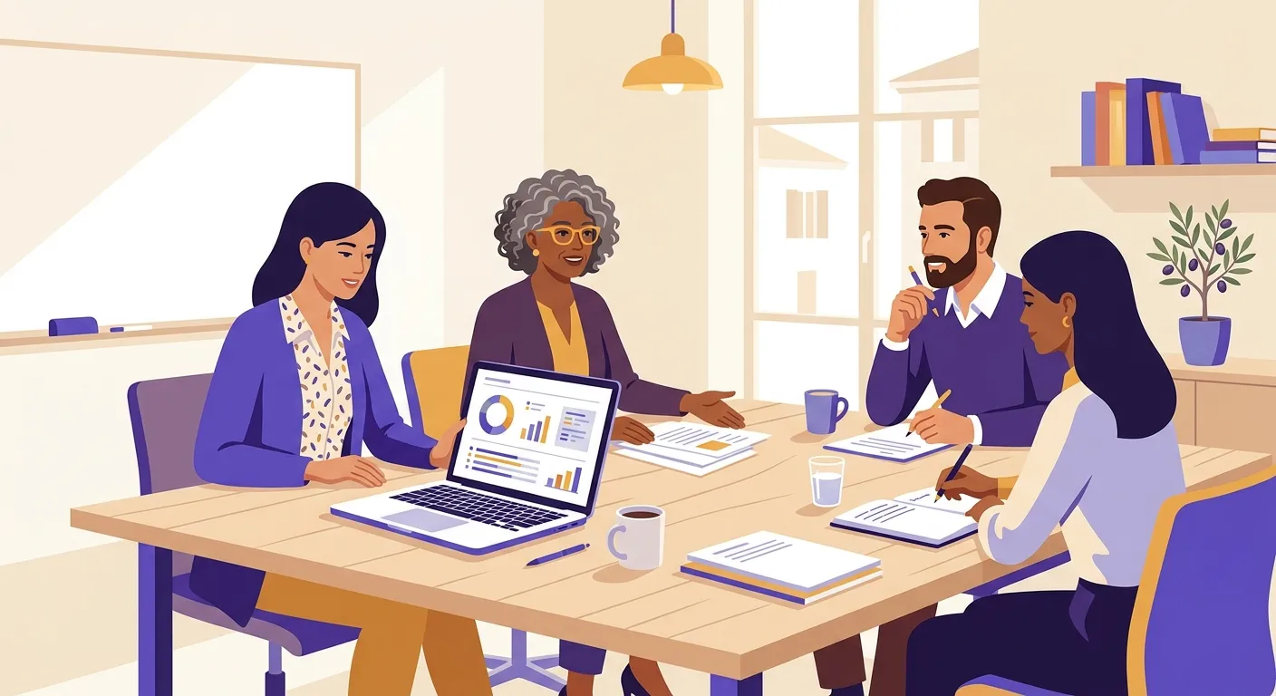 Docenti riuniti attorno a un tavolo durante un consiglio di classe nella scuola italiana