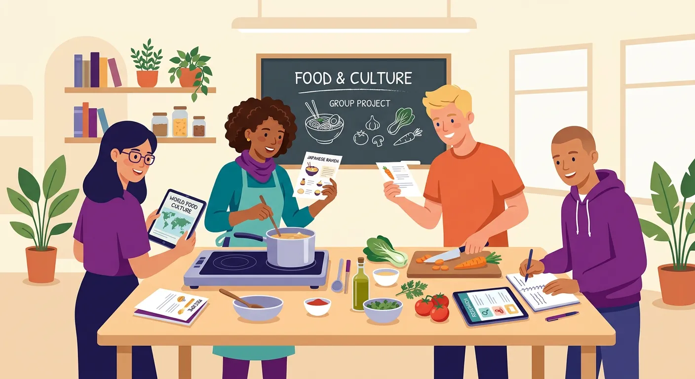 Studenti che lavorano insieme a un progetto di classe come esempio di compito di realtà nell'UDA