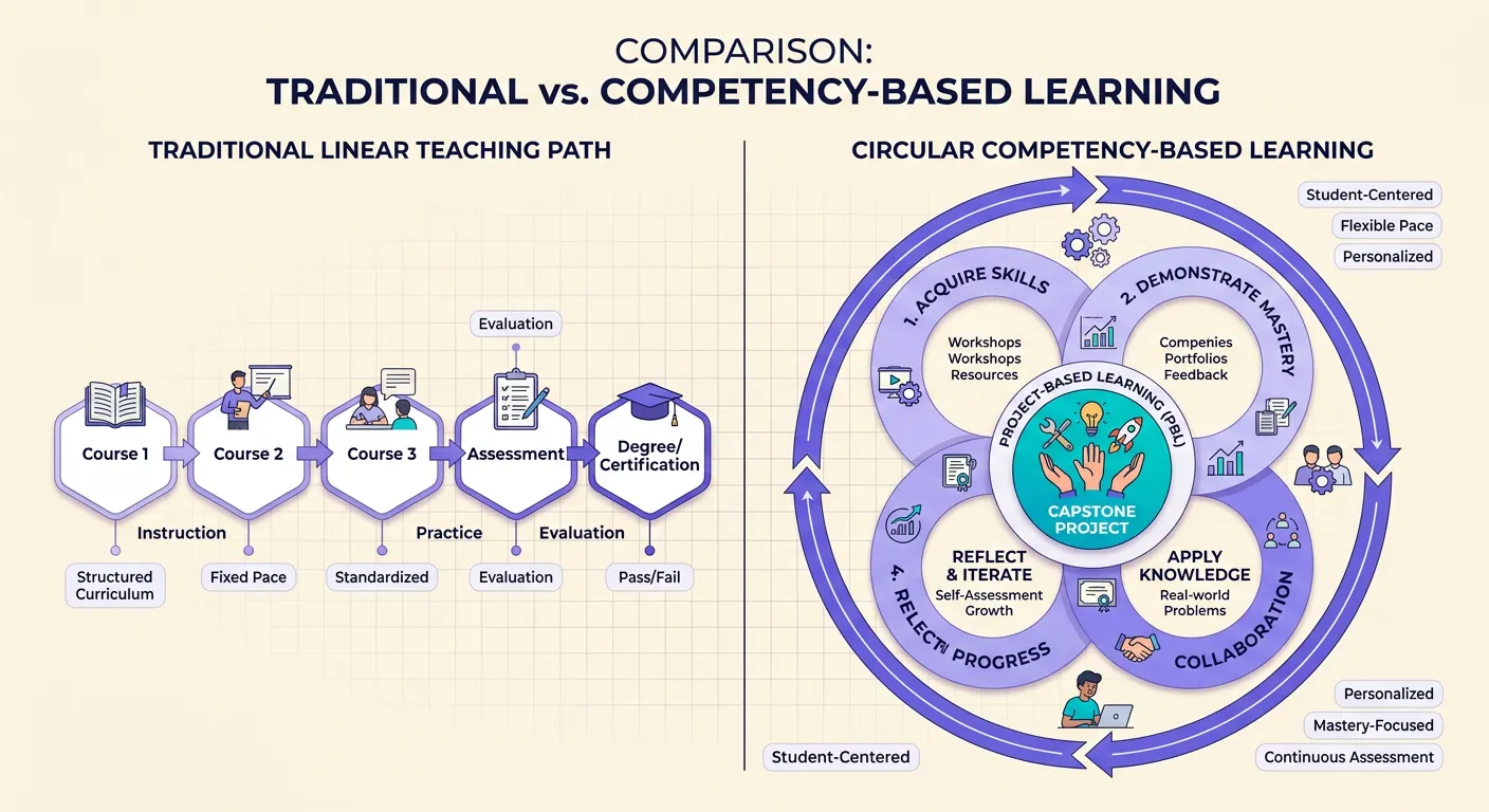 Schema che mostra la differenza tra unità didattica tradizionale e UDA per competenze