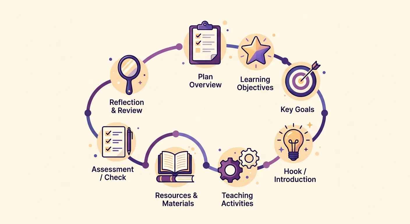 Infografica con le 8 sezioni essenziali per progettare un'UDA completa