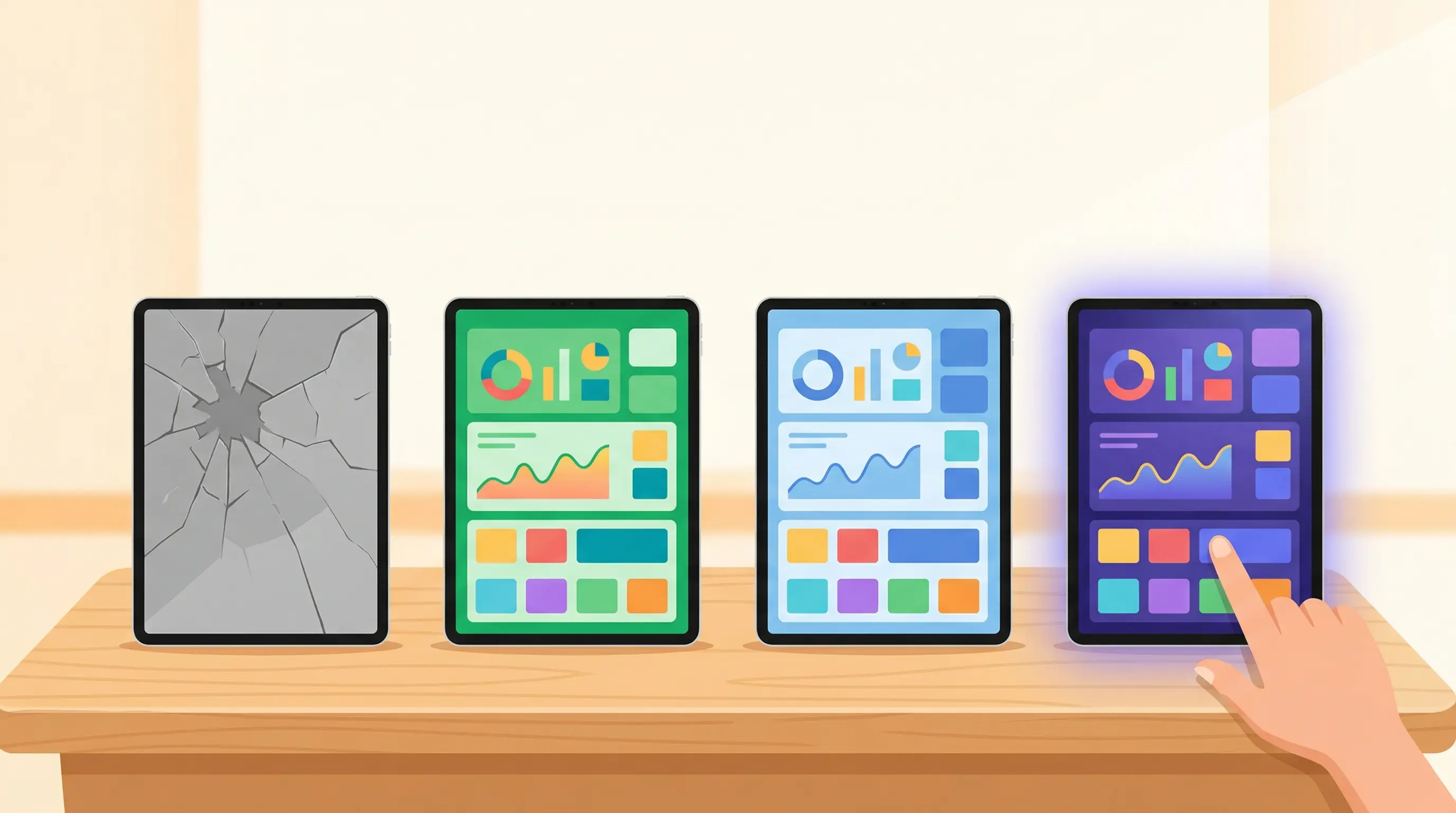 Illustrazione che mostra diversi registri elettronici a confronto con icone di funzionalità su sfondo chiaro