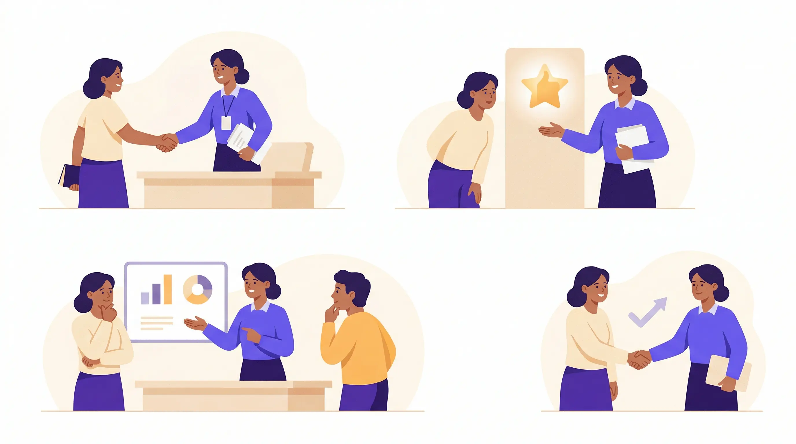 Schema delle quattro fasi del colloquio efficace tra docente e genitori a scuola