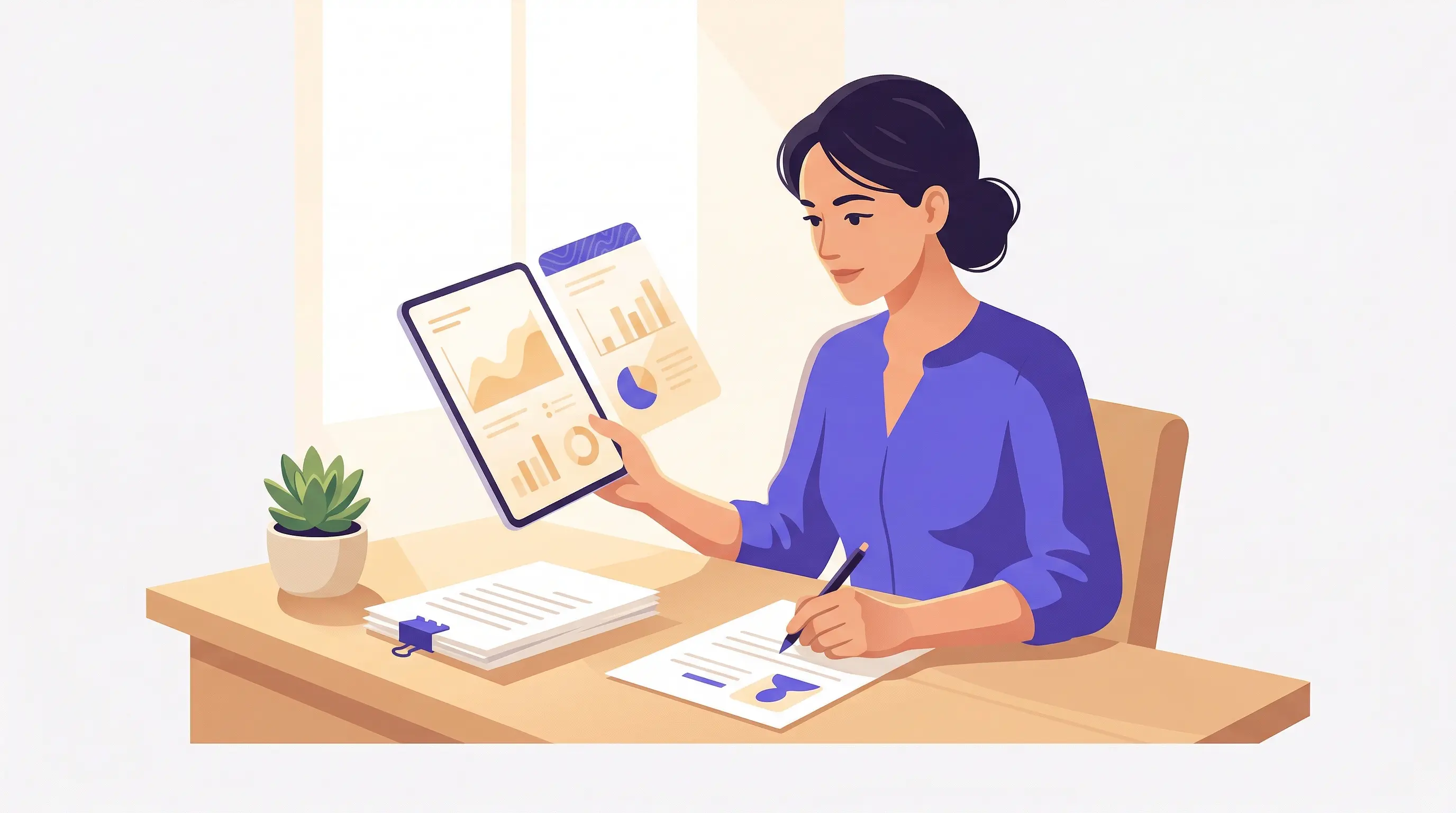 Docente che prepara la scheda studente prima del colloquio con i genitori