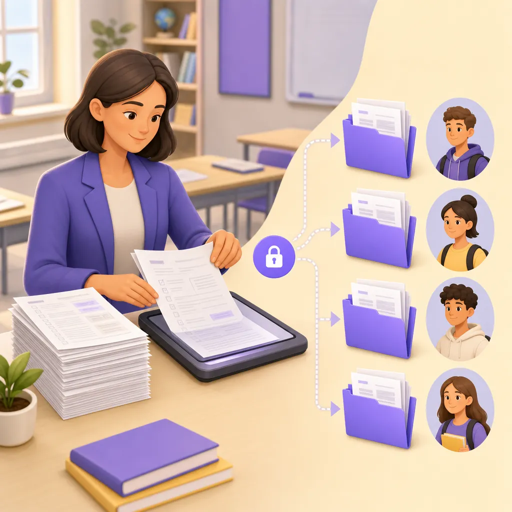 Verifiche scolastiche scansionate in un unico PDF separate in file individuali per studente