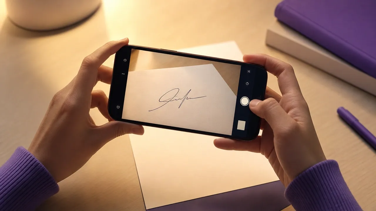 Firma autografa su foglio bianco fotografata per essere riutilizzata sui documenti PDF