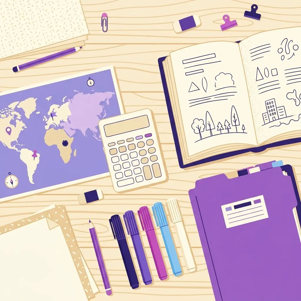 Diversi esempi di compiti autentici con materiali, mappe, fogli di calcolo e progetti scolastici