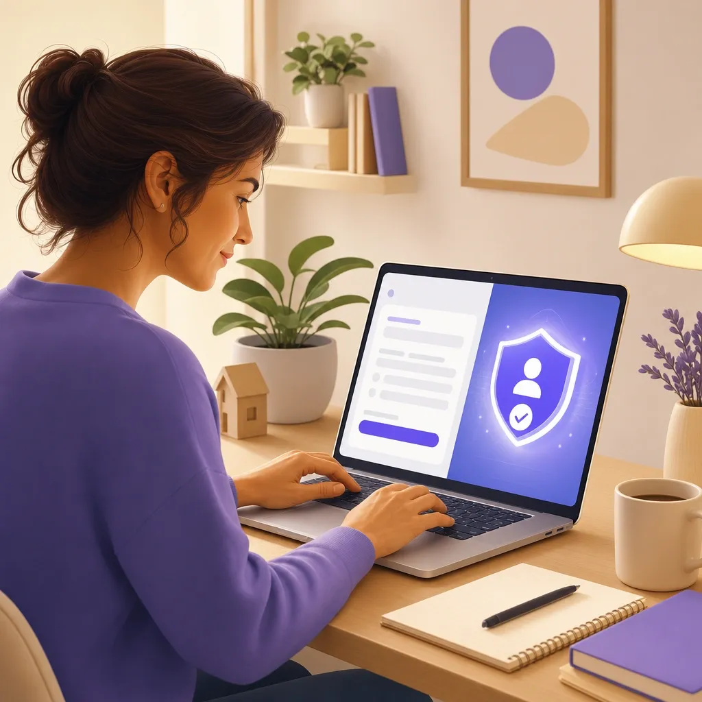 Docente compila la domanda di congedo parentale al computer accedendo con identità digitale