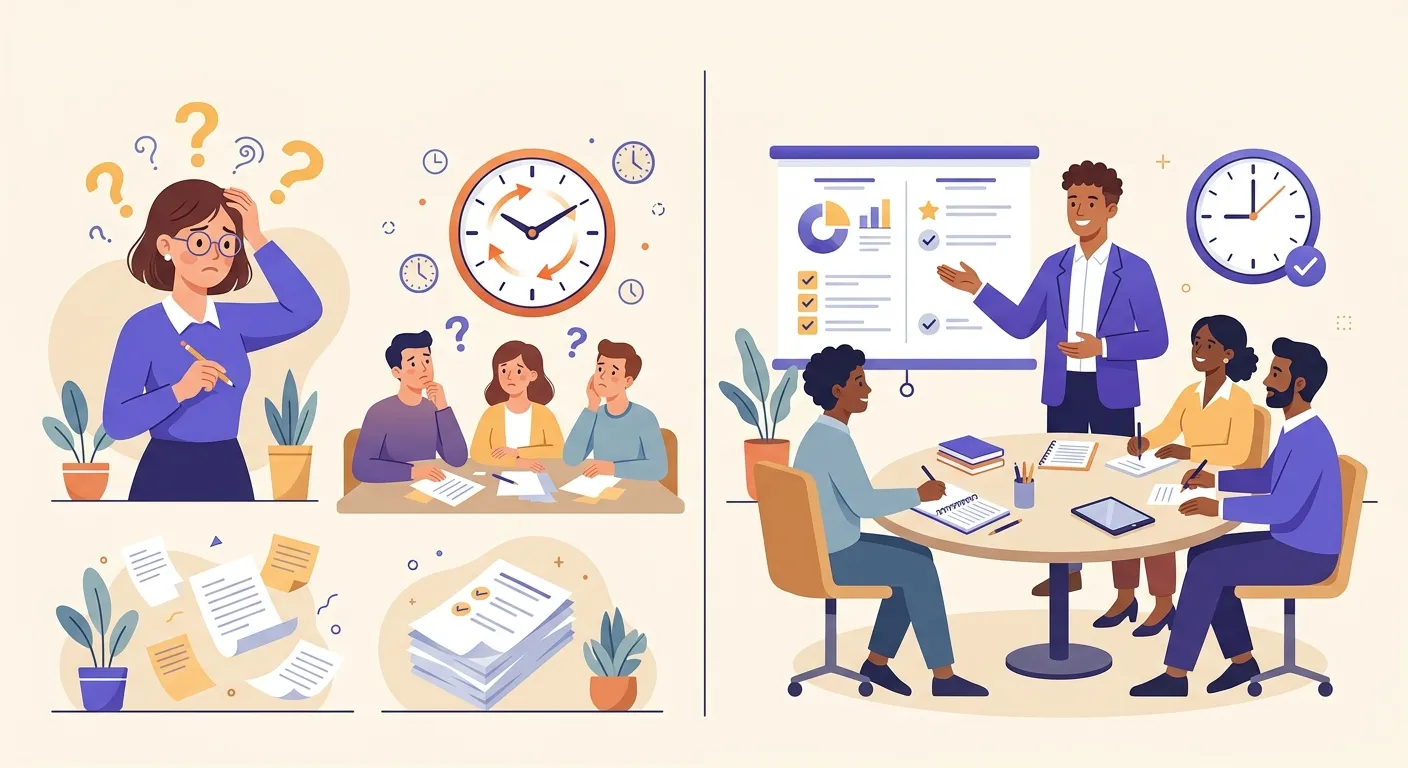 Illustrazione degli errori più comuni dei docenti durante il consiglio di classe con suggerimenti
