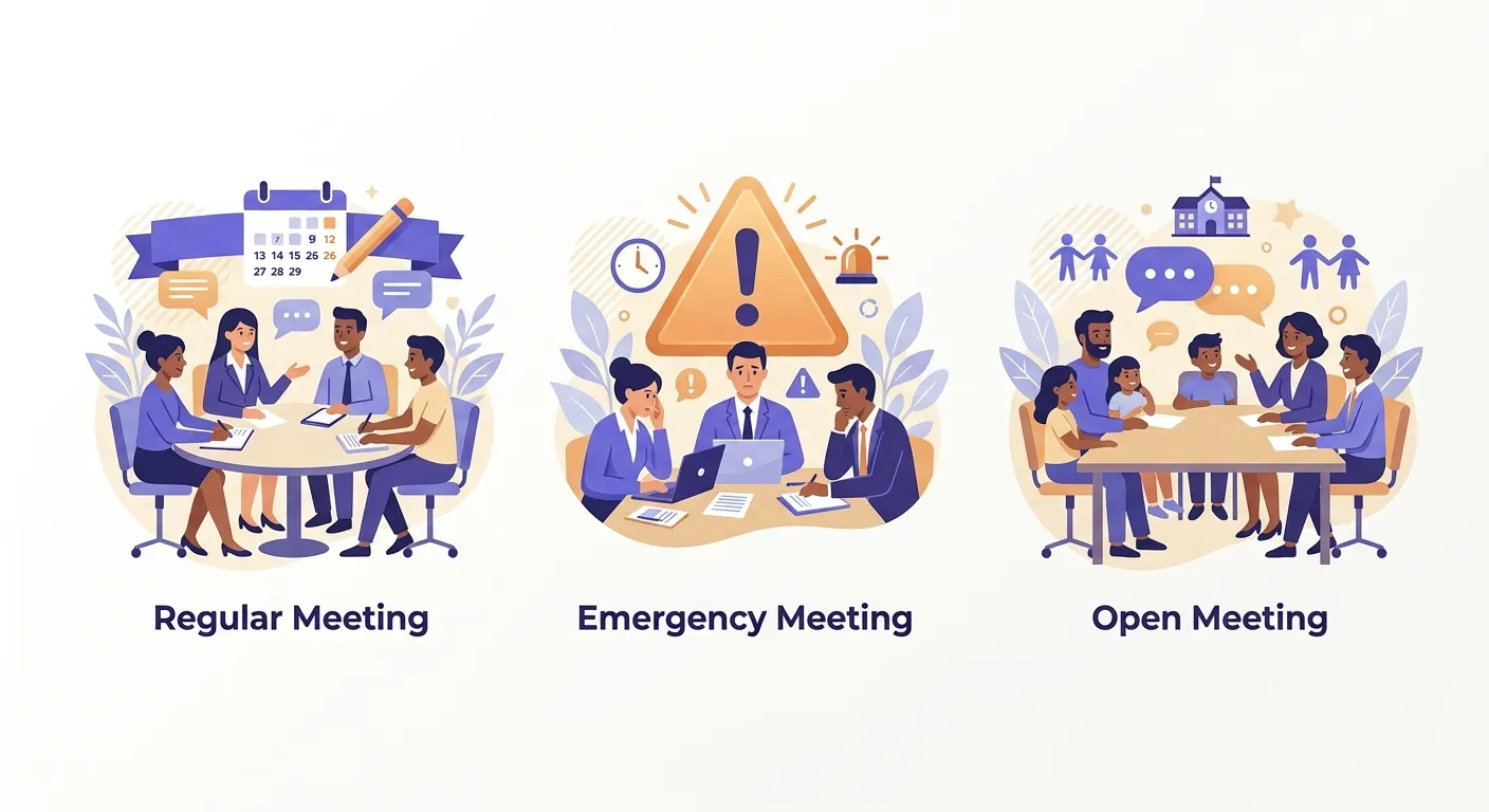 Illustrazione delle tre tipologie di consiglio di classe: ordinario, straordinario e aperto ai genitori