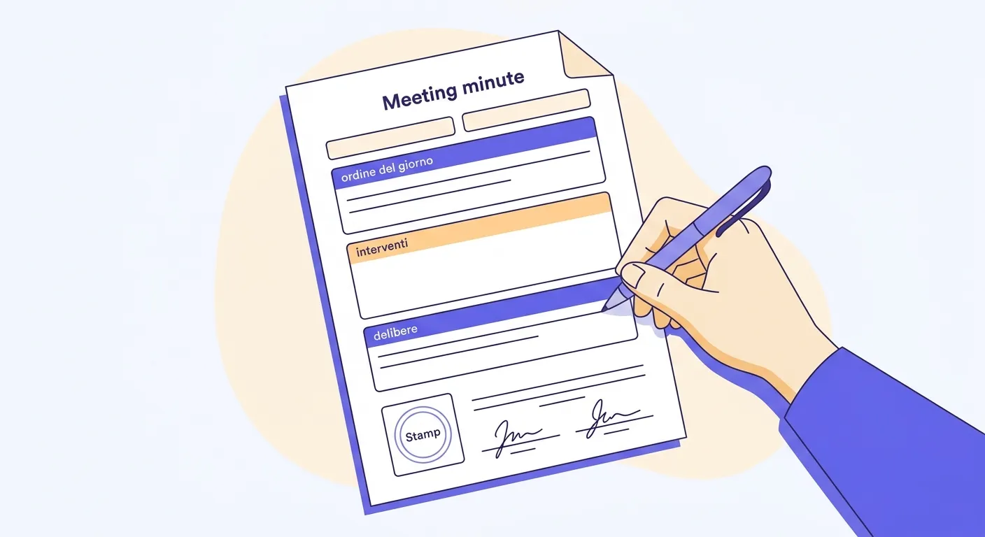 Esempio di verbale del consiglio di classe con le sezioni principali evidenziate