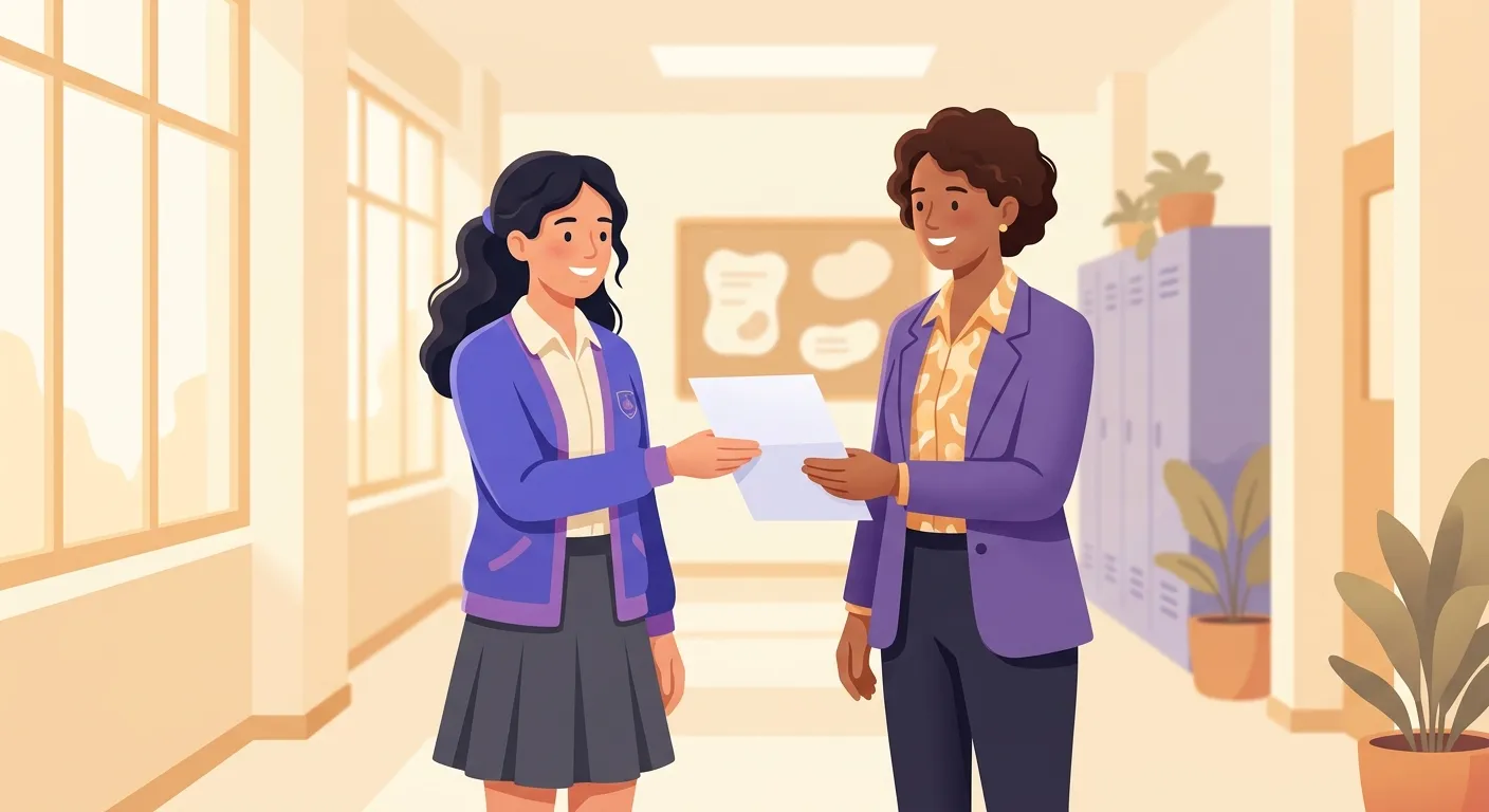 Studentessa italiana presenta certificazione B2 inglese al docente come credito formativo per credito scolastico