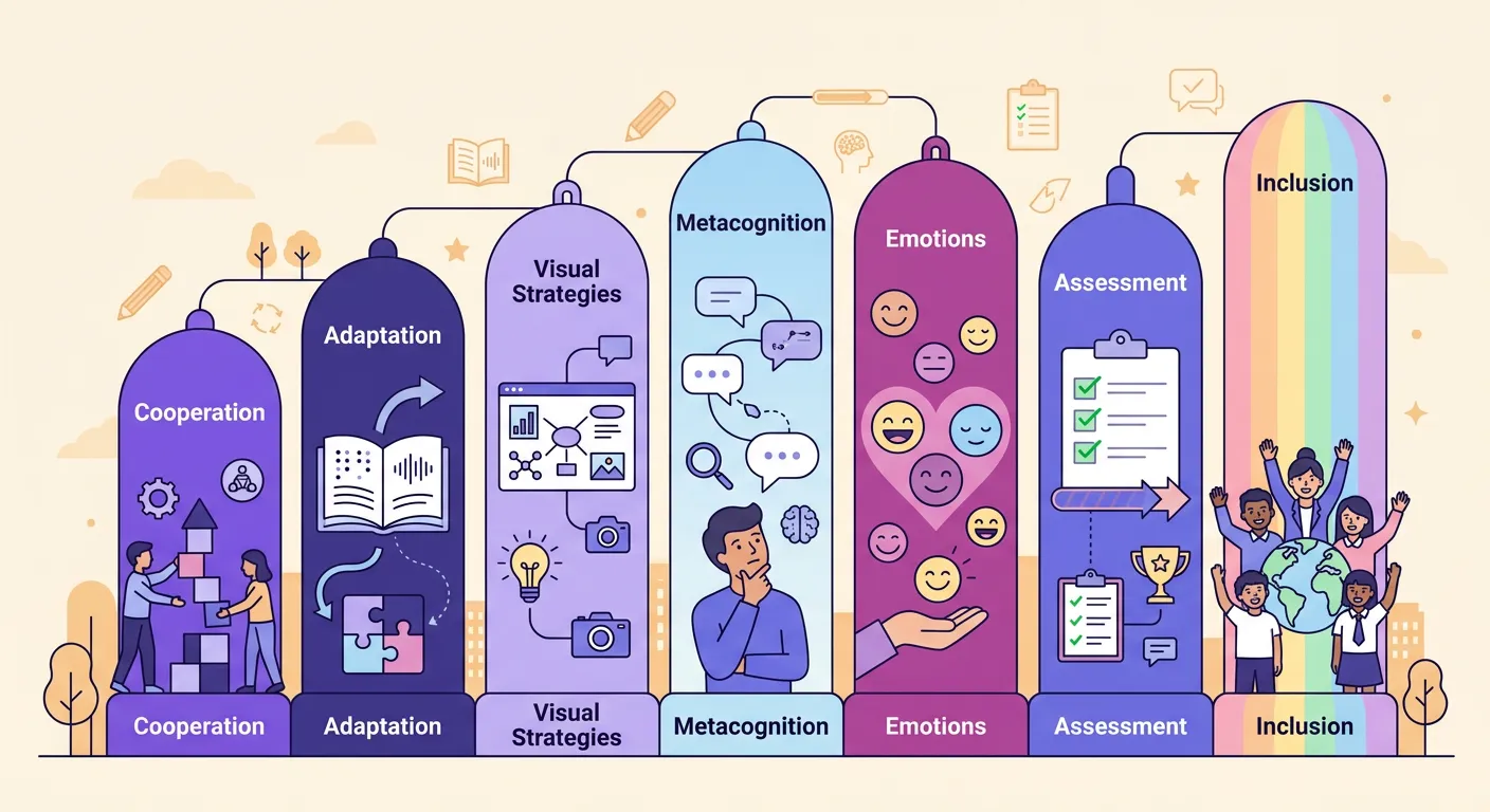 Schema dei sette punti chiave della didattica inclusiva secondo il modello Erickson