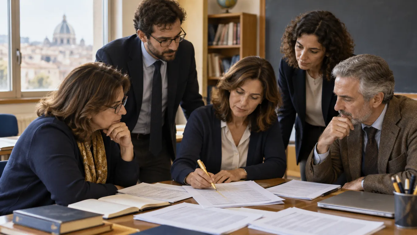 Consiglio di classe controlla il prospetto delle ore di formazione scuola-lavoro FSL prima dello scrutinio