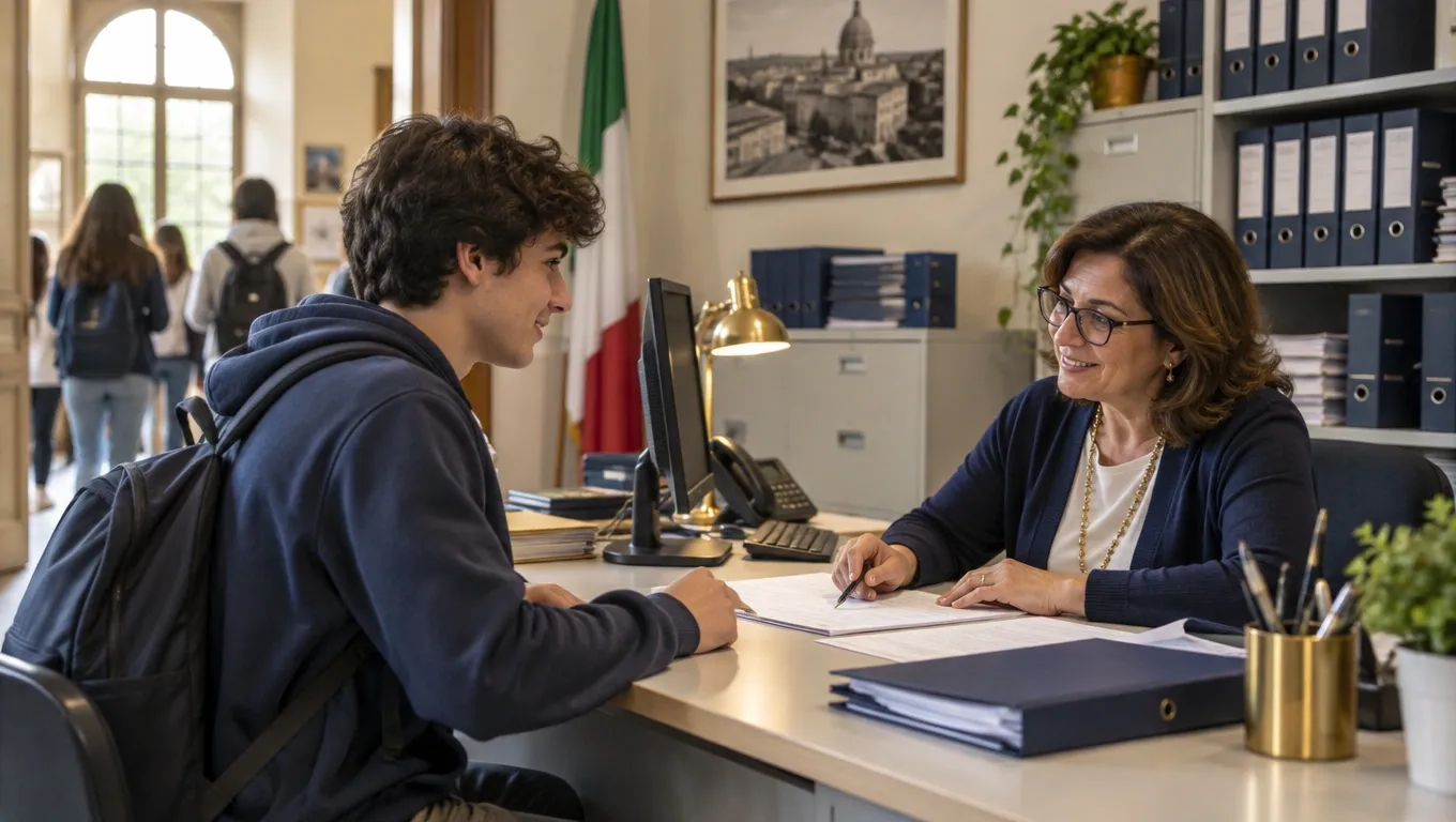 Studente chiede in segreteria scolastica informazioni sulle ore di formazione scuola-lavoro ex PCTO