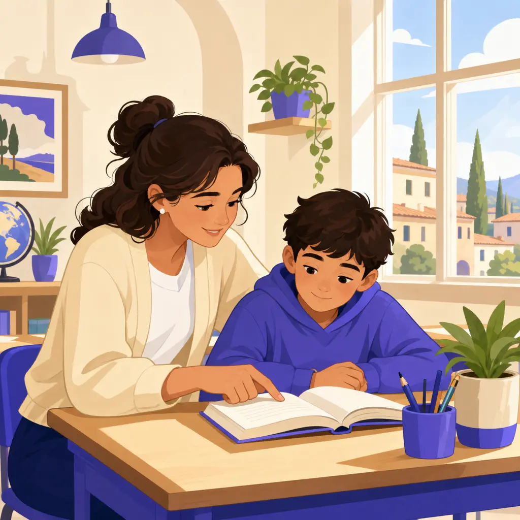 Docente che supporta uno studente con DSA durante una lezione in classe