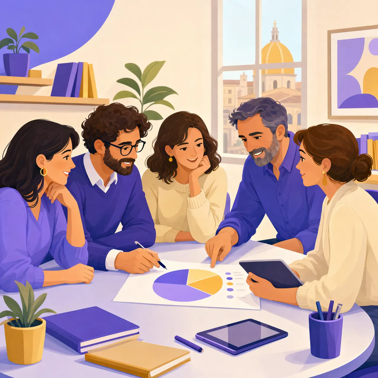 Consiglio di classe che coordina la distribuzione degli argomenti di educazione civica tra discipline