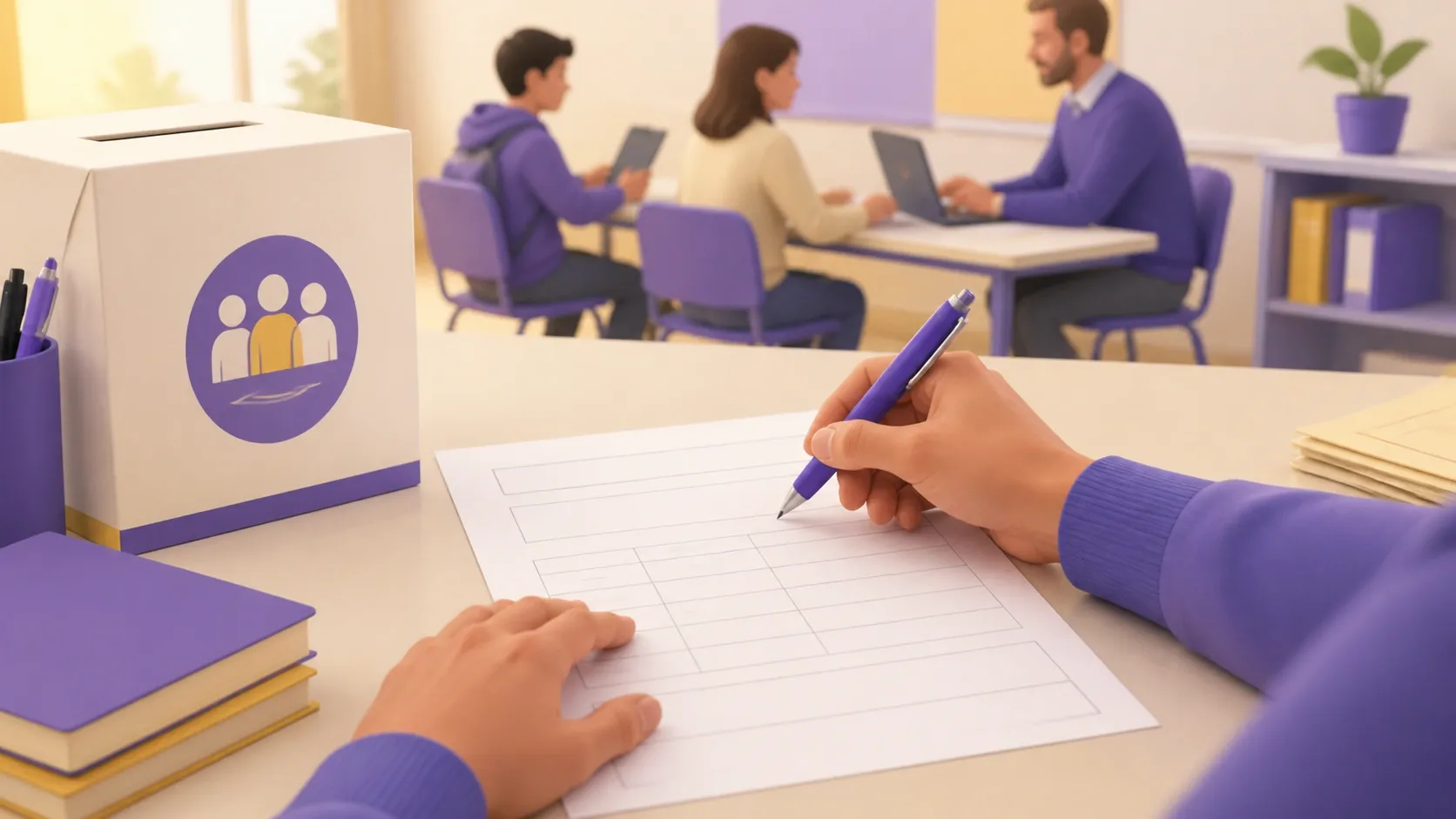 Verbale delle elezioni dei rappresentanti di classe compilato al tavolo del seggio scolastico