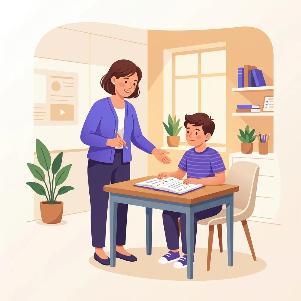 Docente che fornisce feedback formativo a uno studente durante una lezione in classe