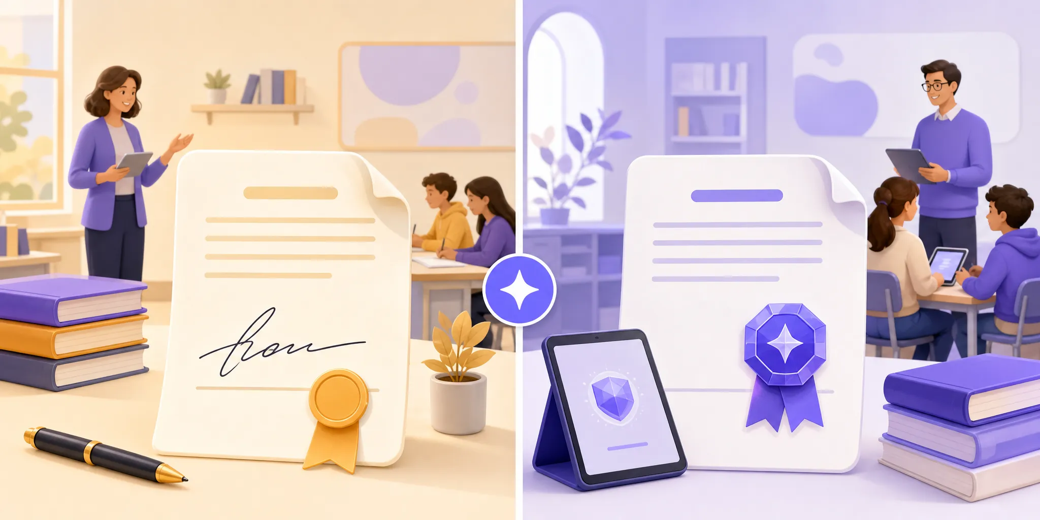 Confronto visivo tra firma digitale con certificato e firma grafica disegnata su documento PDF