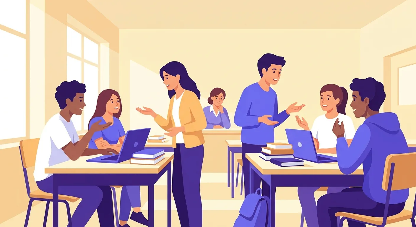 Esempio lezione flipped classroom in aula italiana con studenti che lavorano in gruppo