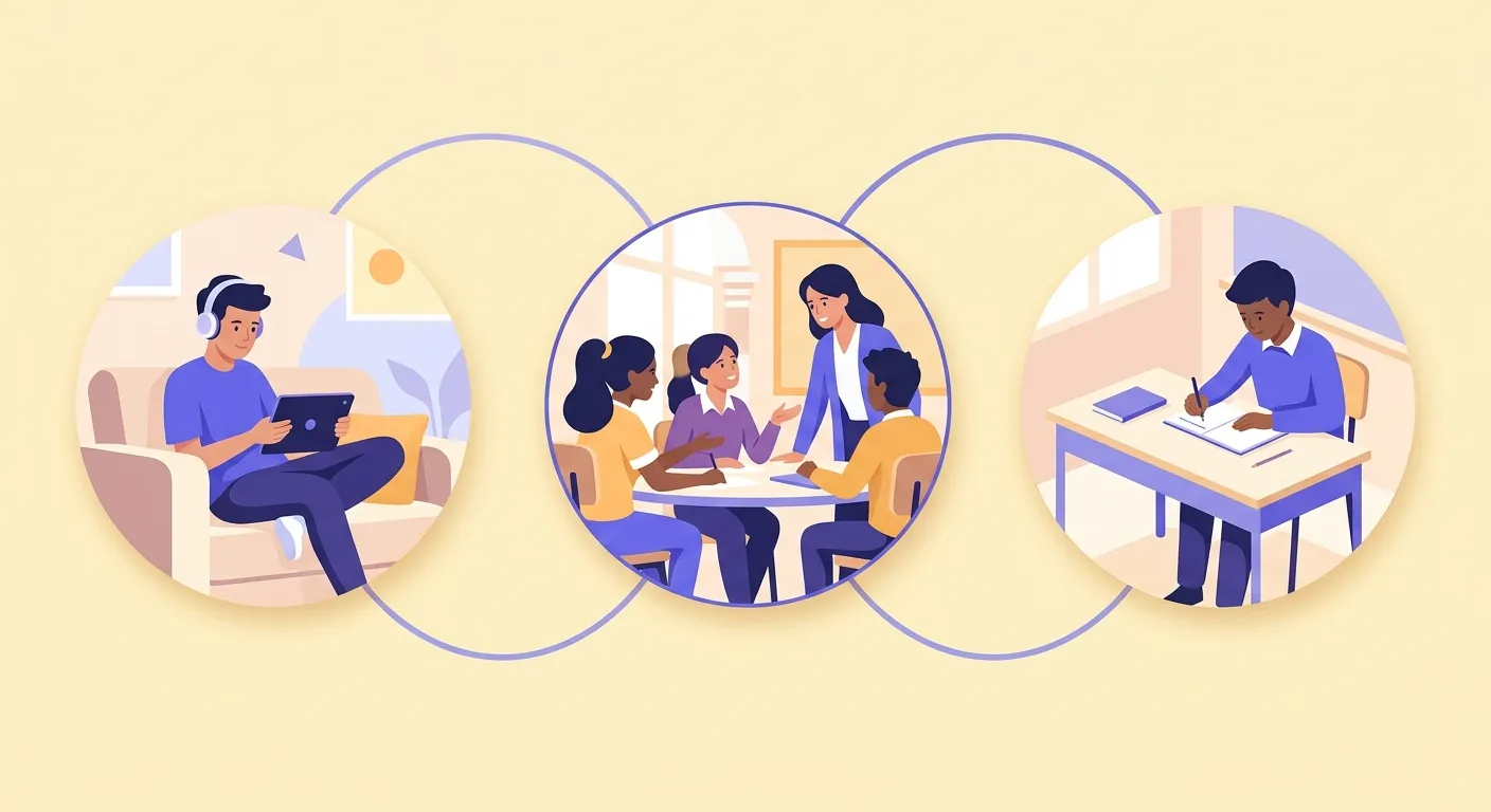 Tre fasi flipped classroom prima durante e dopo la lezione con attività studenti