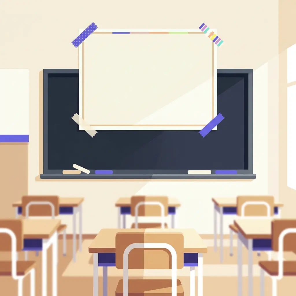 Cartellone colorato in aula con una frase motivazionale appesa sopra la lavagna in una classe italiana