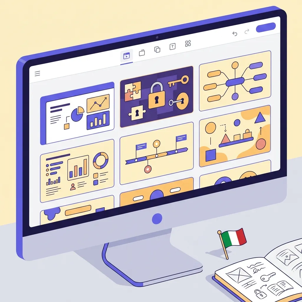 Schermata Genially con galleria template educativi presentazioni escape room mappe scuola italiana