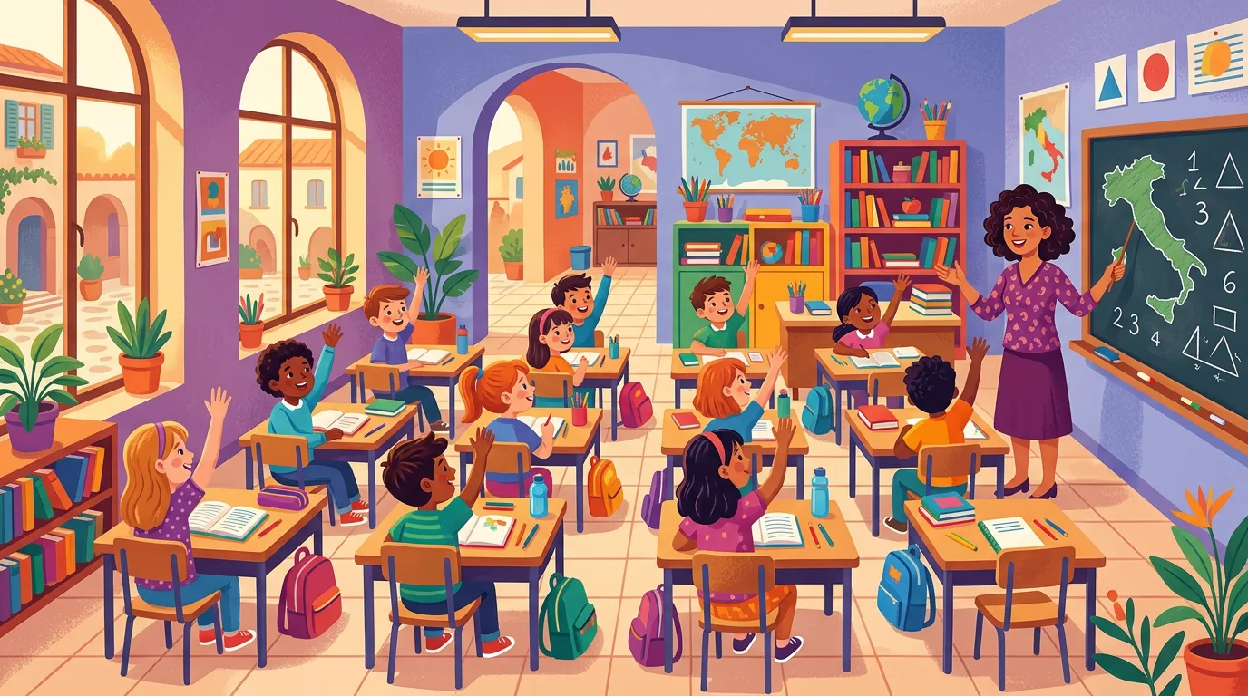 Studenti che partecipano attivamente alzando la mano durante una lezione coinvolgente