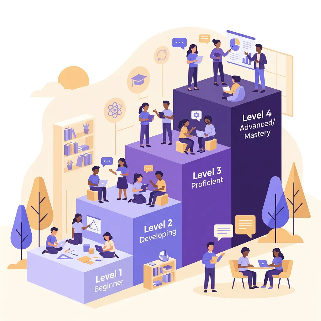 Schema dei quattro livelli di apprendimento per i giudizi descrittivi nella scuola primaria