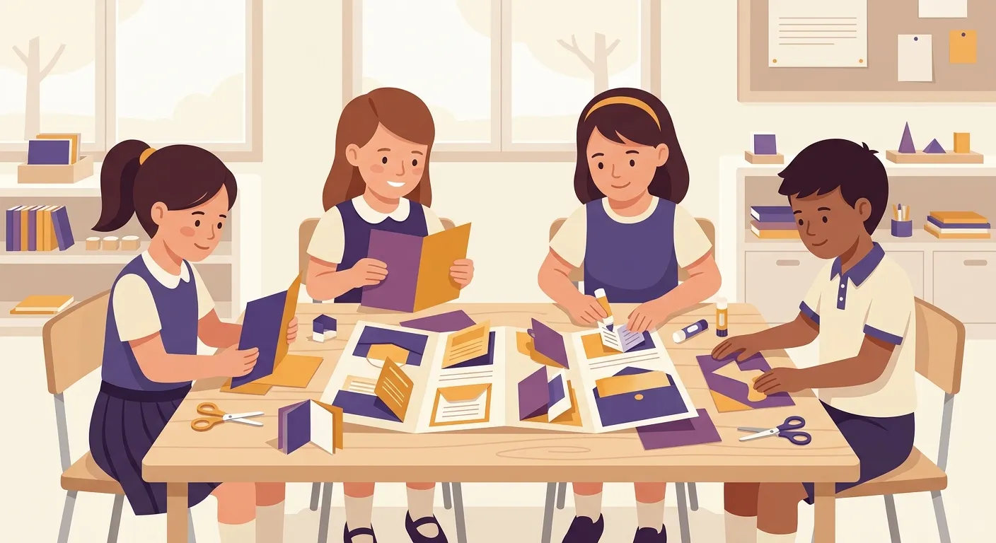 Vantaggi del lapbook scuola primaria con bambini che costruiscono mappa concettuale tridimensionale