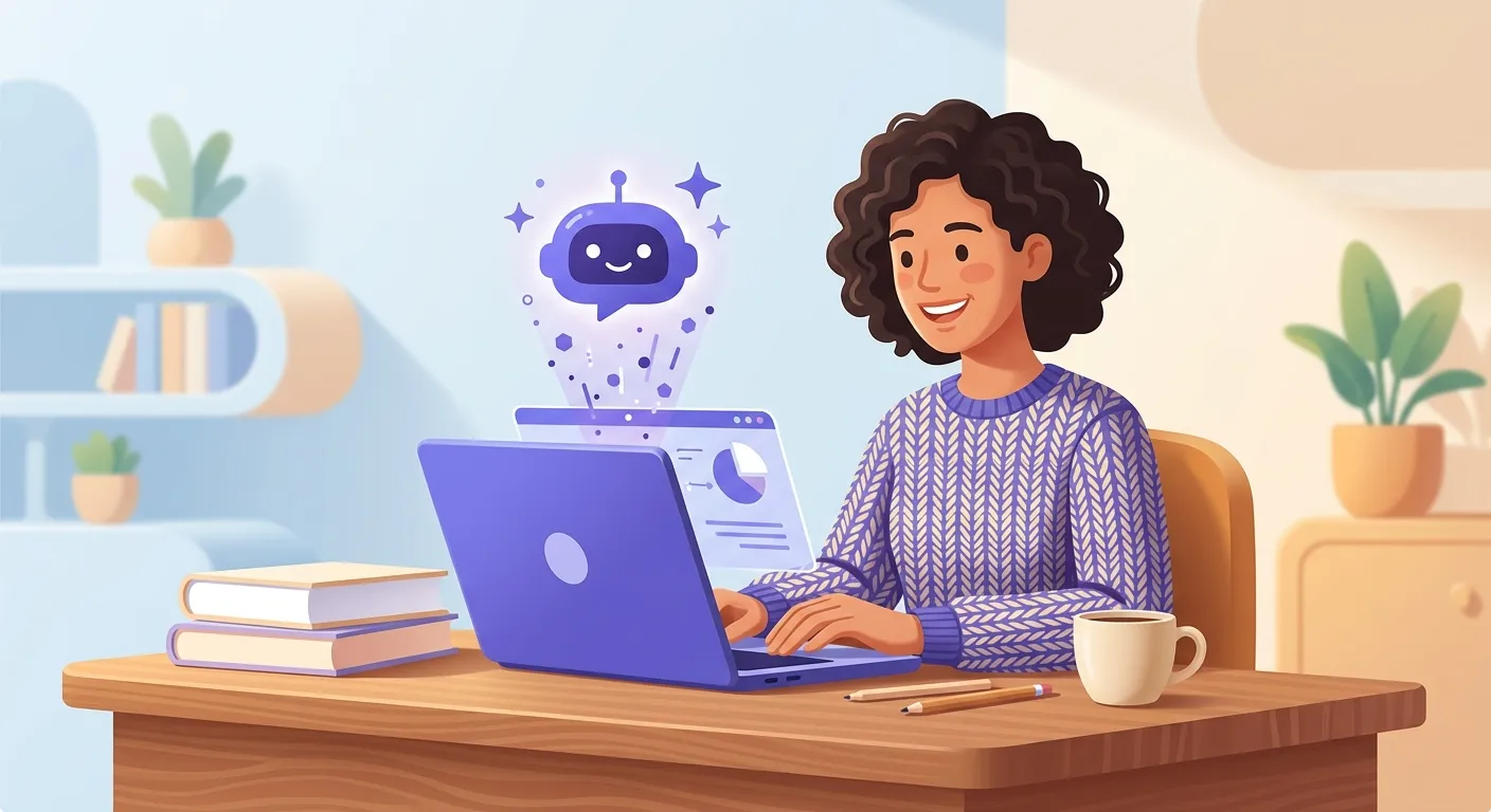 Insegnante italiana usa strumenti di intelligenza artificiale gratuiti al laptop per preparare lezioni e verifiche