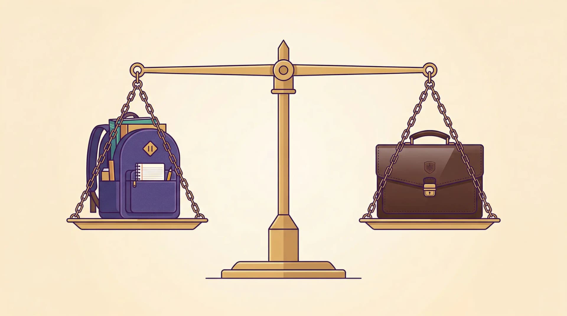 Bilancia che rappresenta l'equilibrio tra diritti degli studenti e autorita del docente