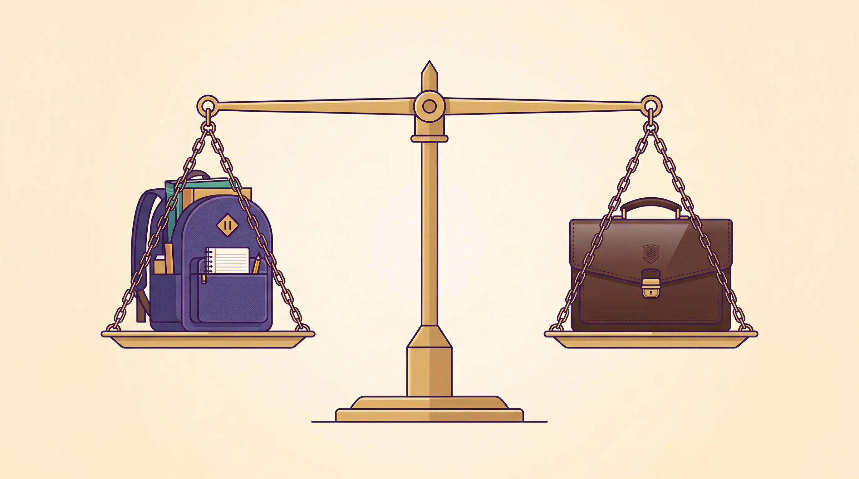 Bilancia che rappresenta l'equilibrio tra diritti degli studenti e autorita del docente