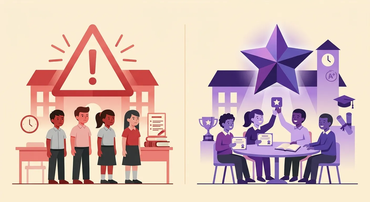 Confronto visivo tra nota di merito e nota disciplinare con effetti diversi sulla motivazione dello studente