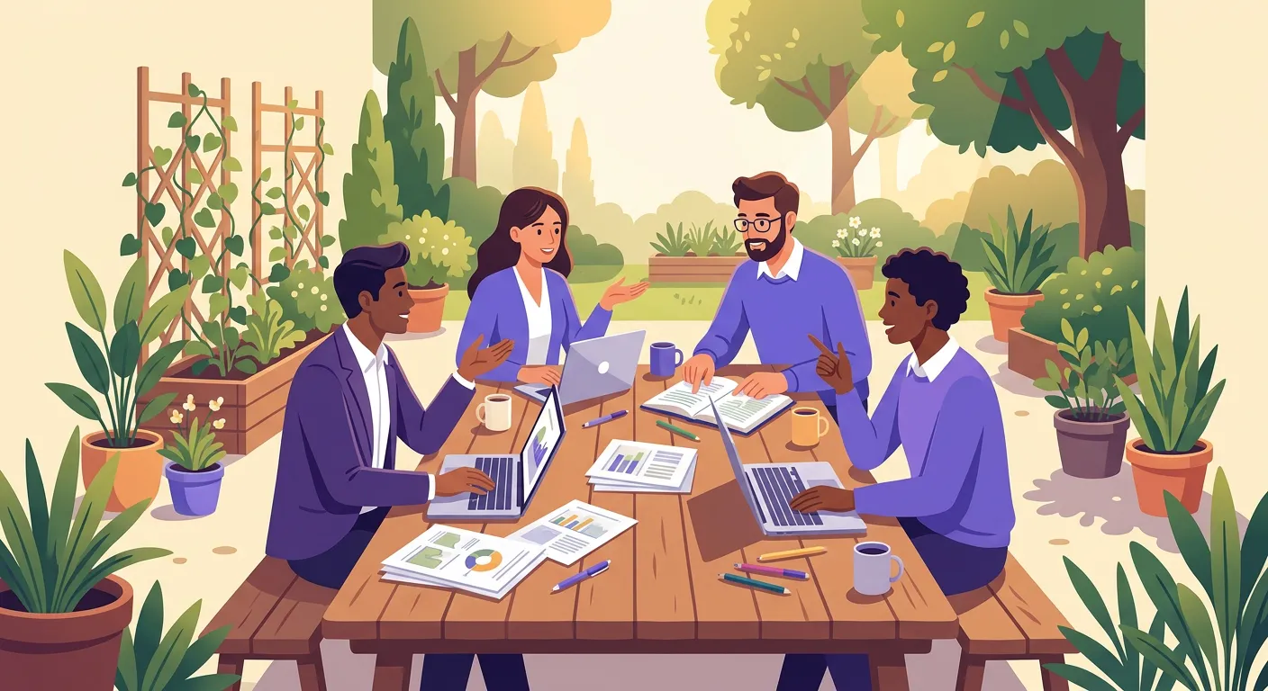 Docenti italiani riuniti in giardino discutono errori comuni nella progettazione di outdoor education