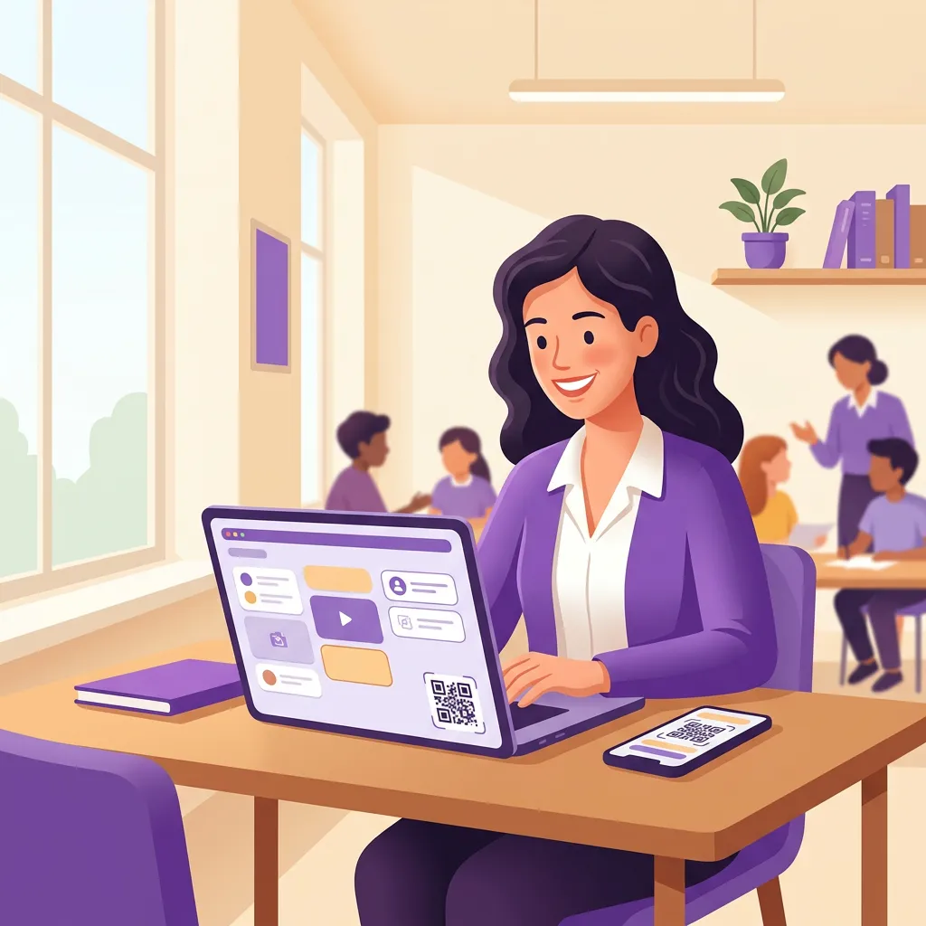 Docente al computer crea bacheca Padlet con QR code da condividere con la classe in cinque passaggi