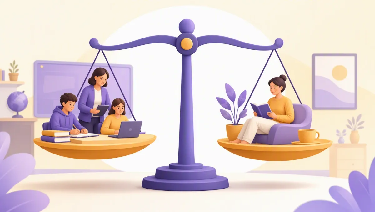 Bilancia che rappresenta l'equilibrio tra ore di insegnamento ridotte e tempo per la vita personale del docente