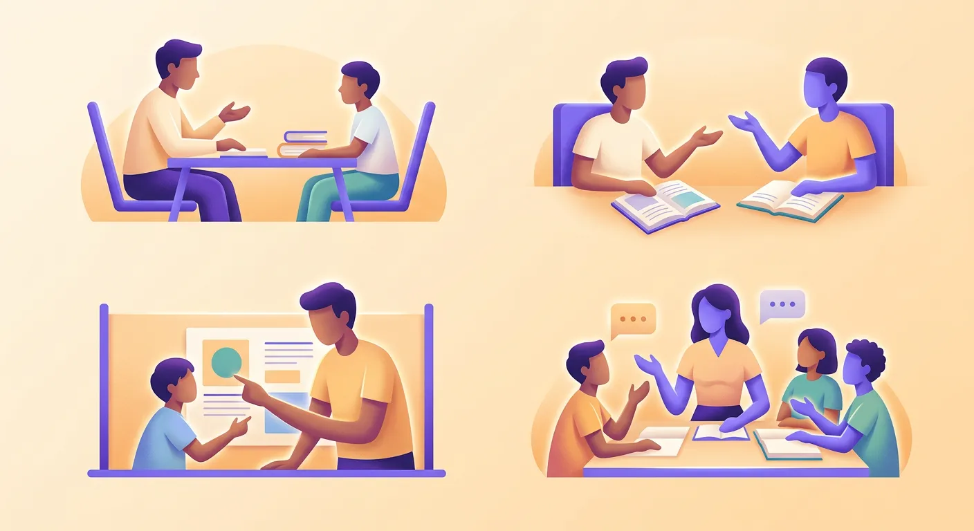 Schema visivo dei quattro modelli di peer tutoring same-age cross-age reciproco e class-wide nella scuola italiana