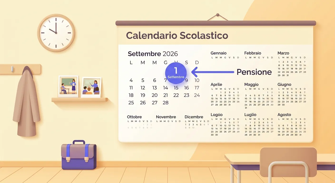 Calendario scolastico 2026 con cerchio 1 settembre data finestra unica pensione docenti