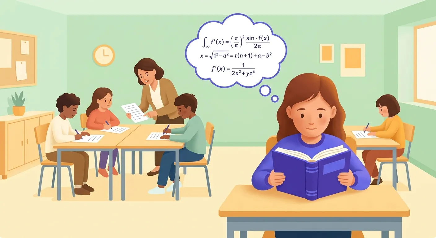 Alunno plusdotato in classe primaria con libro complesso mentre docente osserva con attenzione