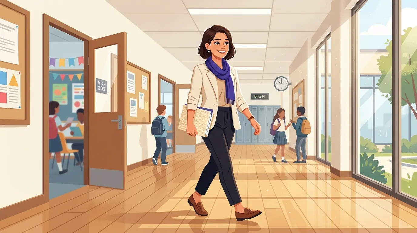 Supplente che gestisce la classe con attività interattiva e studenti coinvolti