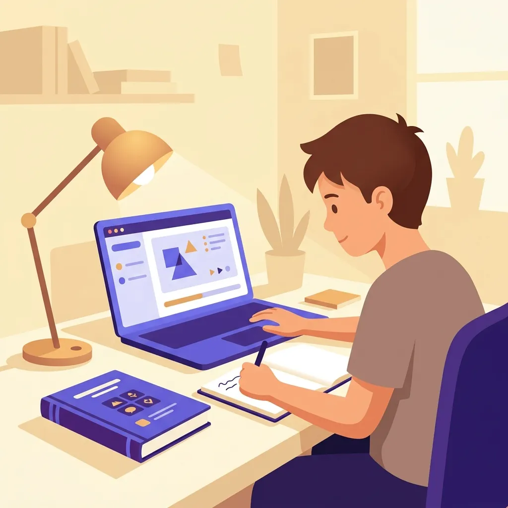 Studentessa terza media si prepara prove INVALSI con simulazioni online e libri esercitazioni