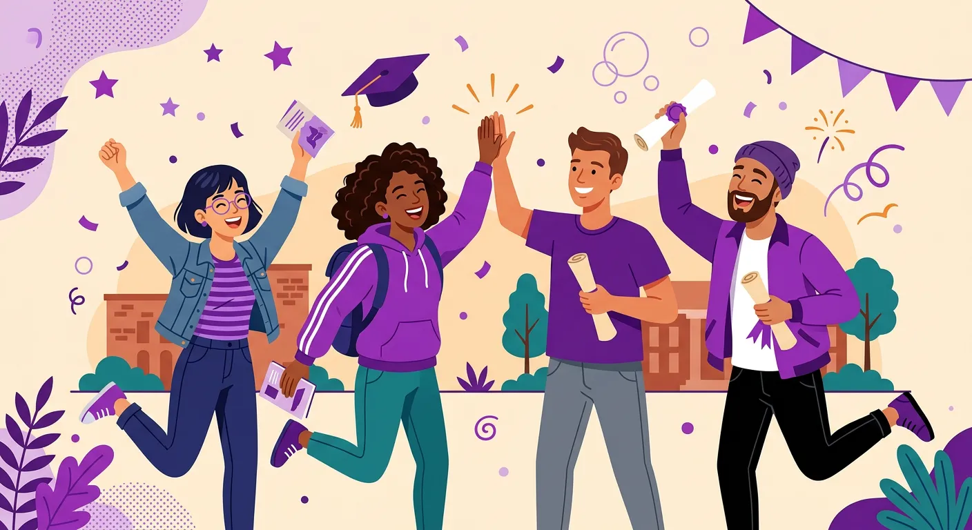 Studenti che festeggiano il raggiungimento di un traguardo nel sistema punti merito di classe