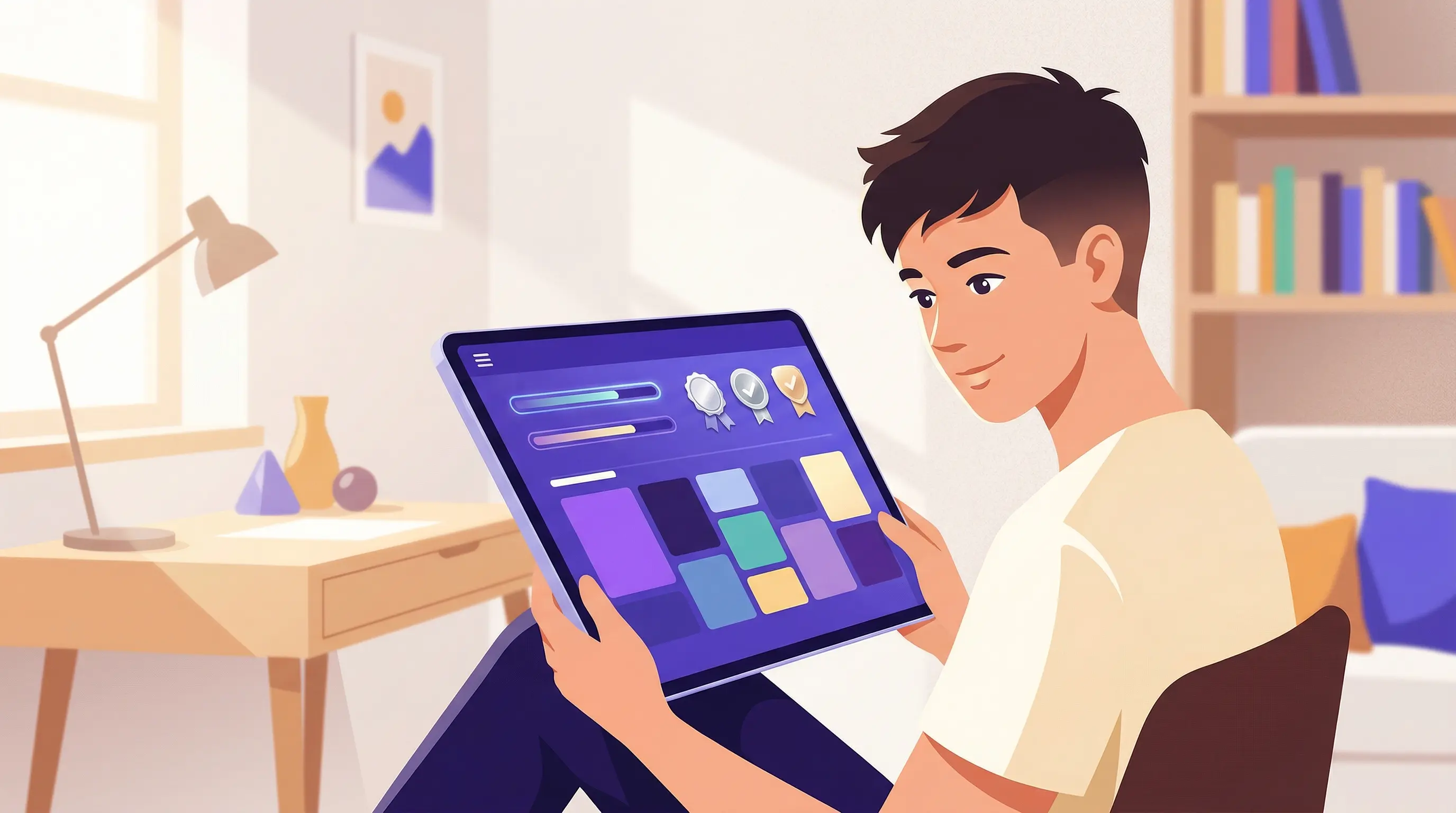 Studente che consulta il portale digitale con argomenti trattati e compiti assegnati dal proprio tutor privato