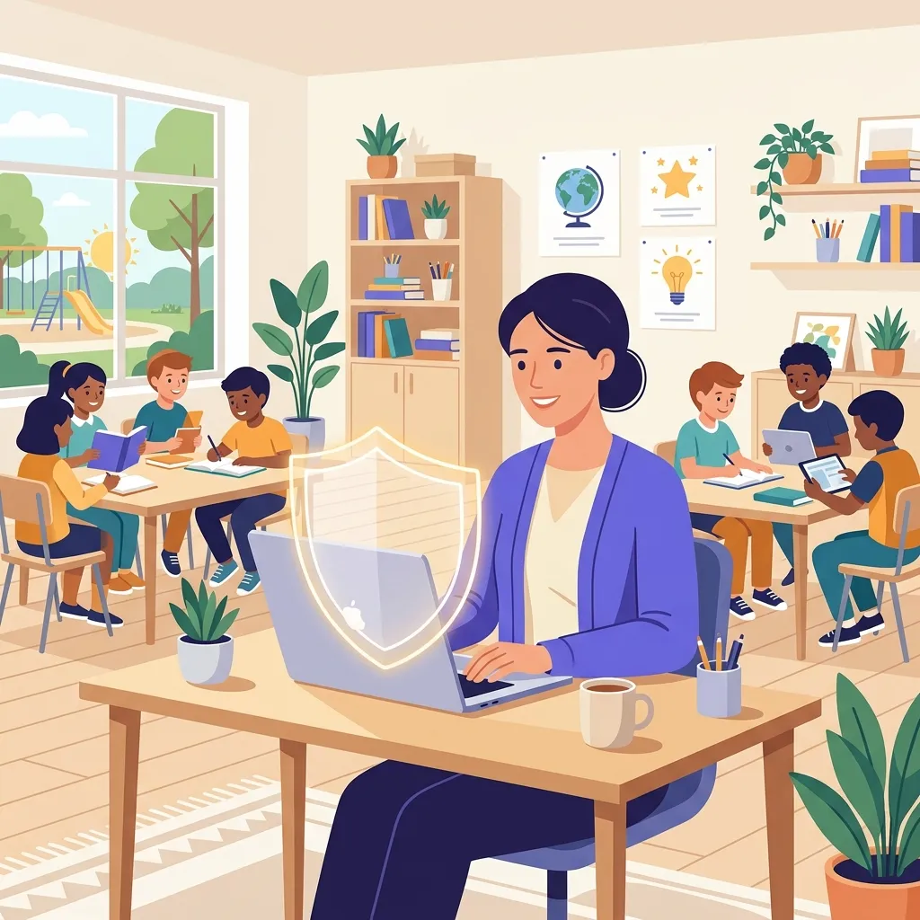 Docente sereno al lavoro con la certezza che i dati degli studenti sono protetti