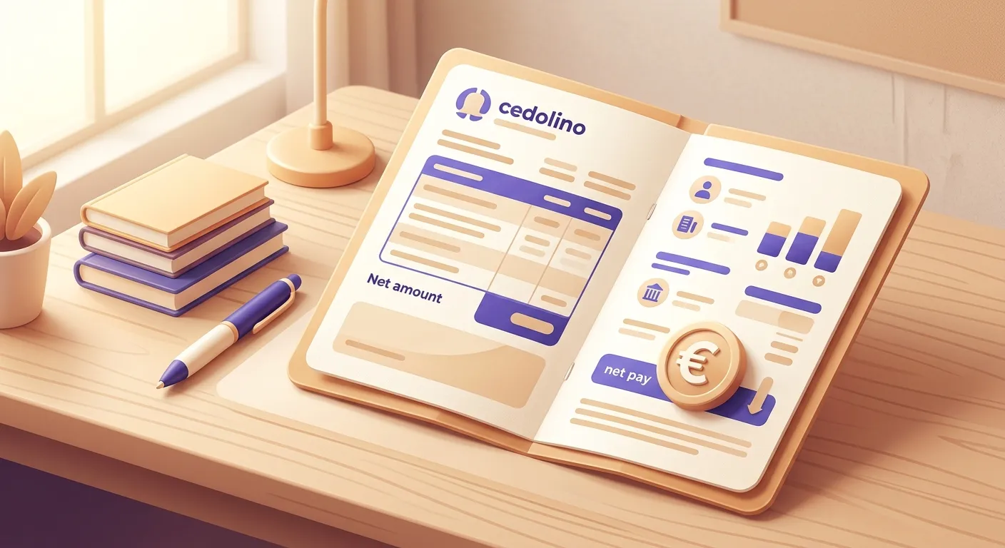 Cedolino stipendio docente italiano scuola pubblica con aumenti 2026 e tabella retribuzioni accanto a un libro