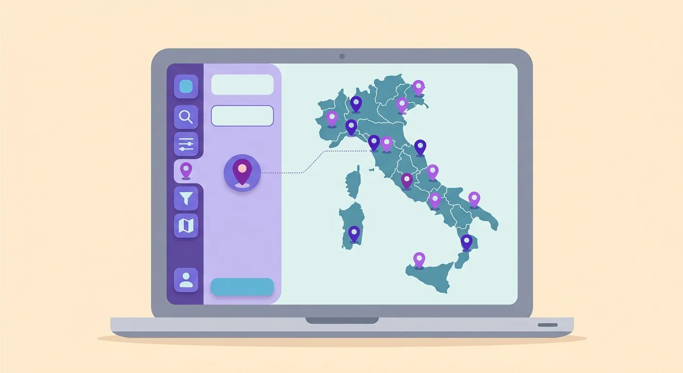 Aspirante docente italiana che compila le 150 preferenze GPS sul portale Istanze Online con mappa scolastica