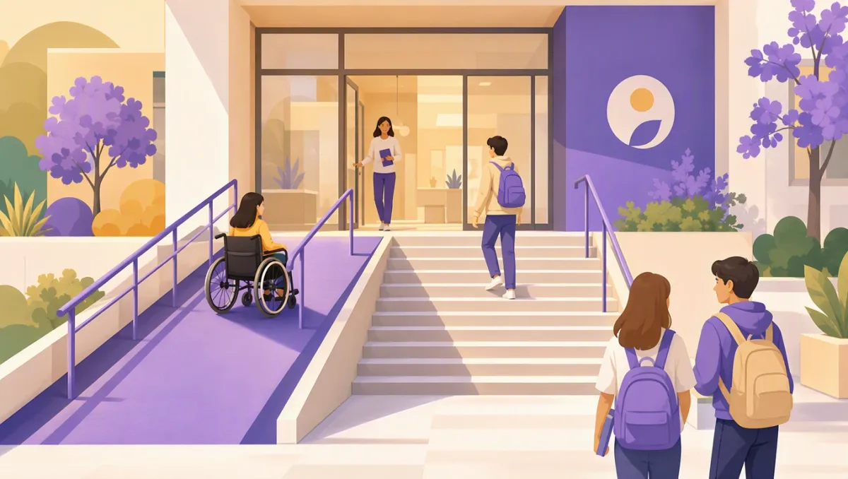 Metafora dell'Universal Design: una rampa accanto alle scale rende l'ingresso accessibile a tutti senza soluzioni separate