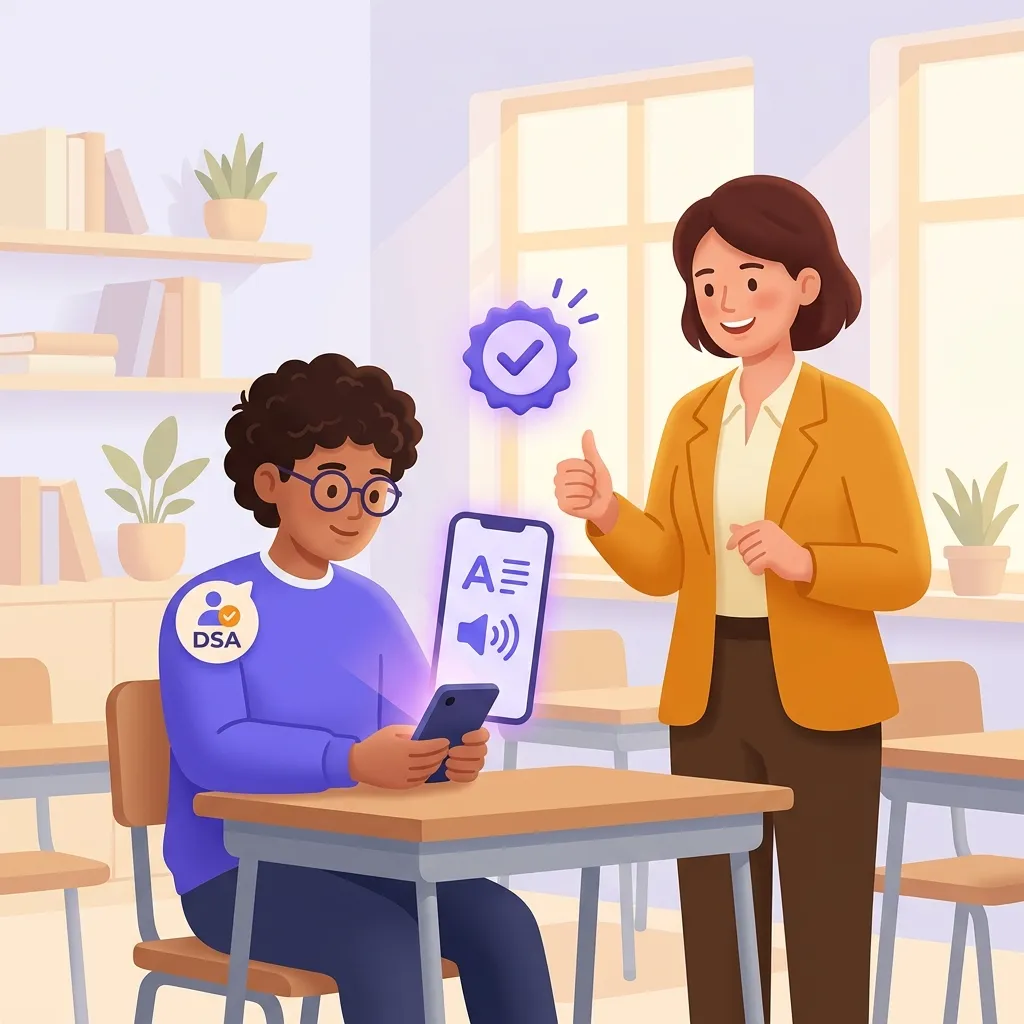 Studente con DSA usa smartphone come strumento compensativo autorizzato dal PDP in classe